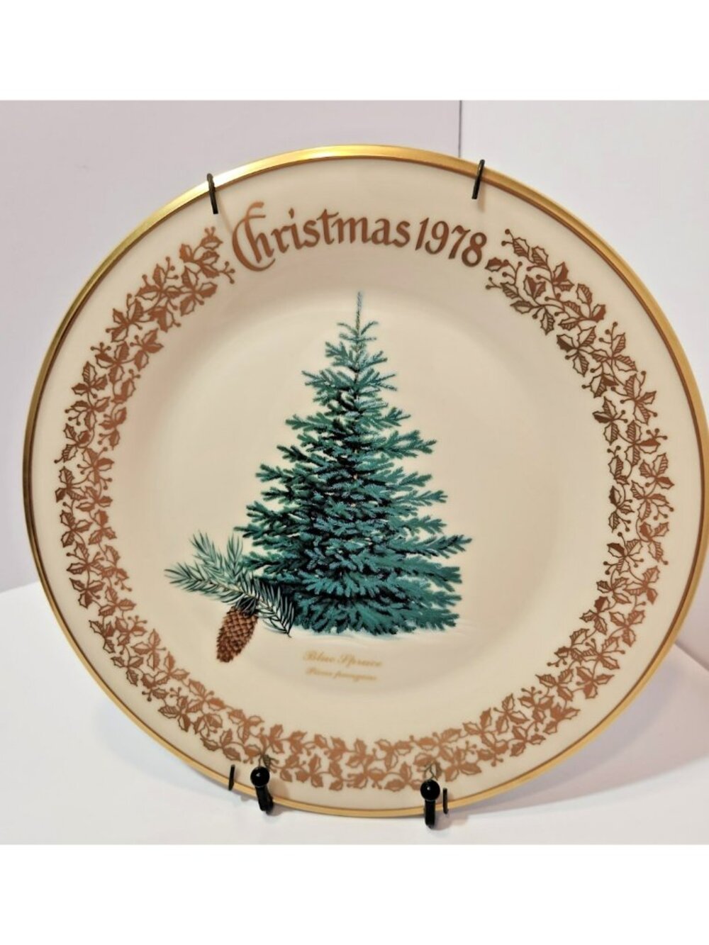 Lenox 1978 Annual Limited Commemorative Balsam Fir Gold Christmas Plate Made USA